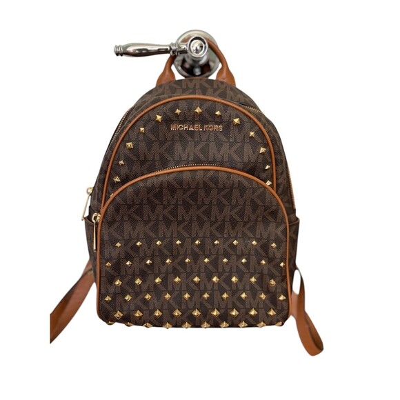 Michael Kors Women\'s Abbey Medium Studded Leather Backpack Dark Brown NWOT